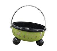 Gralara Fruit Bowl à Structure surélevée Corbeille Décorative pour Fruits Bol de Rangement sur Pied avec Poignée Plateau Organiseur En PP et PET Fonction Égou, Vert