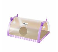 Gralara Griffoir Tunnel Chat Lit Griffoir Tunnel Lit Lounger en Carton Ondulé Renforcé avec Couvercle Pet Transparent Semi-Circulaire Stable Texture, Violet, L