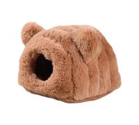 Gralara Hamster Lit Douillet Maison Cachette Peluche Nid Chaud Forme Ourson Toucher Doux Semi Fermé pour Animaux Domestiques Repos Cage Décoration Détente, Brun