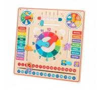 Gralara Horloge Calendrier en Bois Multifonction Interactif Calendrier Éducatif en Bois Conception Suspendue Tableau Météo et Saisons pour Enfants, Crèche