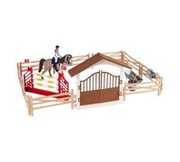 Gralara Horse Stable Figurine Playset avec Chevaux Écurie Ensemble de Figurines et Accessoires Réalistes en Matériau Résistant Suitable pour Enfants, Cavalière féminine