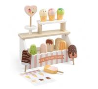 Gralara Jouet Marchande Glaces Rose Marchande Glace en Bois Rayé Comptoir Glace Jouet