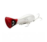 Gralara Leurre Popper Leurres de Surface Appât Poisson Durs Bouche Évasée et Détails Oculaires Vivants en et Acier Robuste pour Animation Bruitée et, Blanc Et Rouge