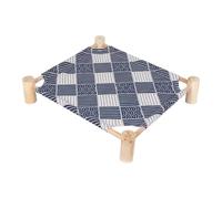 Gralara Lit Industriel pour Chat Chat Lounger Panier Surélevé Bois Massif pour Confort Sec et Propre Coussin Lin Respirant et Tapis Rafraîchissant Entretien, S, Vague De Mer