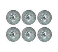 Gralara Lot 6 boules décoratives en verre mosaïque craquelé 8 cm, idéales pour décorer un centre table ou un vase, Argent Blanc
