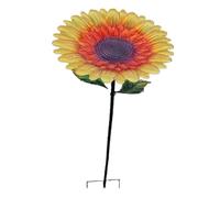 Gralara Mangeoire à Oiseaux Bain sur Piquet Station de Ravitaillement et Abreuvoir de Jardin en Fer avec Design Moderne Adapté pour La Décoration de, Brun Doré