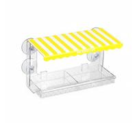 Gralara Mangeoire Oiseaux Acrylique Transparente Mangeoire Fenêtre Nichoir Nourrissage Bac Double Compartiment Anti-intempéries et Ventouses Adaptée aux Enfants Seniors Patios, Jaune