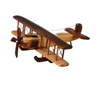 Gralara Maquette Avion Vintage Décoration Bureau, Modèle D Avion Biplan en Bois, Style Vintage, Couleur Bois Clair Et Marron Foncé, Hélice Et Roues, Dimensions 20cm X 22cm X 9.5cm, Poids 151g