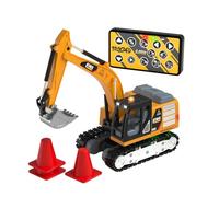 Gralara Mini Véhicule de Construction Télécommandé Pelle Engin Modèle avec Mouvement Articulé et Contrôleur Manuel Complet Conçu pour Imitation de Chantier, Jaune Terre
