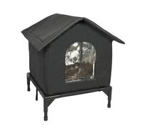 Gralara Niche Extérieure surélevée, Isolée et Chaude pour Chats Errants, Idéale pour l'hiver sur Une Véranda Ou Un Patio, M Black