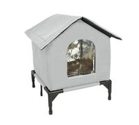 Gralara Niche Extérieure surélevée, Isolée et Chaude pour Chats Errants, Idéale pour l'hiver sur Une Véranda Ou Un Patio, M Grey