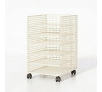 Gralara Organisateur Bureau à 6 Niveaux Polyvalent Étagère sous Bureau avec Grille Métallique Compacte Rangement pour Étudiants, Salle D'étu, Blanc Crème, Six Couches avec Roues - Vertical