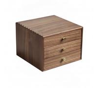 Gralara Organiseur Bureau à Tiroirs Compact Organisateur Bureau avec Tiroirs Élégant Mini pour Professionnels, Petit 13x23x20cm, Noyer Noir D Amérique Du Nord, Poignée Ronde