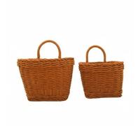 Gralara Panier à Gingembre Style Rustique Corbeille Murale Tressée Polyvalent Corbeille Murale avec Anse pour Entrée, Marron