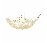 Gralara Panier Ajouré Doré Style Luxe Discret Corbeille Métallique Dorée Design Créatif Objet de Décoration pour Salon, Grand Modèle, Motif Toile D Araignée