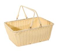 Gralara Panier de Cuisine en rotin Imitation, Cadre en Fil de Fer, Polyvalent, avec poignée Pliable, idéal pour la Plage, 45cmx35cmx20cm