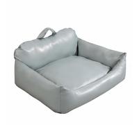 Gralara Panier pour Chien en Similicuir Toutes Saisons Poignée de Transport, Gris Élégant, L pour Chiens Jusqu À 20 Kg/Familles Multi-Chats