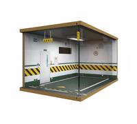 Gralara Parking Miniature Éclairé LED Boîte Vitrine Acrylique Panneaux Acryliques Maquette à Base Plate pour Collectionneurs, Modèle De Garage De Stationnement Assemblé, Côté Gauche, Vert