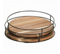 Gralara Plateau Service Rotatif à Un Étage | Polyvalent, Plateau Trnant Bordure Surélevée, Rustique, trnant, pr Garde-Manger, 10 Po