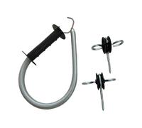 Gralara Poignée de Portail de Clôture Électrique Kit avec Ressort de Tension Accessoires Métal Fer Galvanisé Résistant Adaptée à l'Utilisation pour Champ, avec 2 Isolateurs