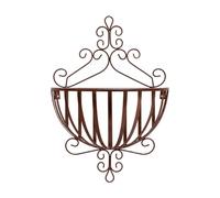 Gralara Porte-Pot Fleurs en Fer Forgé Mural Stylé Support Floral Mural Panier Crbé Classique Support Floral Suspendu en Fer, Bronze