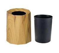 Gralara Poubelle Corbeille à Papier Bac à Déchets Récipient à Ordures Contenant en PP Design Raffiné Adaptée Chambre Salon Cuisine Bureau Salle de Bain Hôtel, Couleur Du Bois