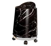 Gralara Poubelle Marbre Ronde Double Couche Amovible Intérieur Corbeille Papier avec Fonction Roulettes Pratique Adaptée à la Maison Bureau Salle de, Black M