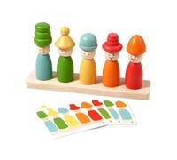 Gralara Poupée d'apprentissage Enfant Jouet d'Exploration Sensorielle Pions Bois Base Rectangulaire Emboîtement à Composer Apprendre Associer et Trier Adapté
