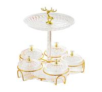 Gralara Présentoir à Bonbons Rotatif à 2 Niveaux avec 5 Compartiments pour Gâteaux et Autres, Idéal pour Les Fêtes. Un Support Créatif et, Clair