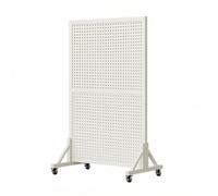 Gralara Présentoir à Panneau Perforé avec roulettes Métallique Présentoir Perforé sur roulettes pour Foire Exposition, Blanc, 100 160 Cm