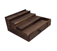 Gralara Présentoir à Parfum Homme Support à Parfum En Bois avec Compartiment et Tiroir pour Rangement de Bijoux Montres Accessoires Soins Personnels Parfait P, Brun