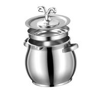 Gralara Récipient à Contenant de Stockage Lard Bac à Huile Passoire Inox avec Couvercle Évite Poussière et Poignée Pratique Multifonction Adapté à La, 2 L