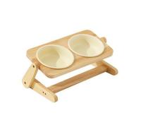 Gralara Ronde en Céramique Support en Bois Réglable Robuste Surélevée Réglable Stable pr Pits Compagnie, 15CM