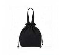 Gralara Sac Repas En Toile Coutures Renforcées Sac Lunch à Cordon Léger, Noir, Noir