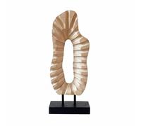 Gralara Sculpture Abstraite Style Design Sobre Asymétrique Sculpture Moderne Table Fini Poli Objet Décoratif pour Bibliothèque, Beige, Forme Irrégulière Basse