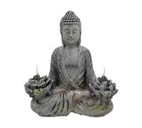 Gralara Sculpture de statue de Bouddha avec lumière solaire, Bouddha extérieur de la figurine Light pour le salon, Lotus
