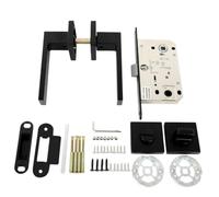 Gralara Serrure Magnétique avec Poignée Morne Serrure Encastrable Magnétique Discrète Poignée Porte sur Rosace Carrée pour Chambre, Noir Mat