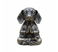 Gralara Statue de Méditation Chien Figurine de Résine Position Contemplative Sculpture Animale pour Atmosphère Convient aux Amateurs de Décoration Salon Bureau, Bronze Teckel