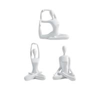 Gralara Statue de Yoga pour Femmes, 3 Pièces, Figurine de Yoga, Sculpture Artisanale Moderne et Créative En Résine, Ornement pour Bureau, Décoration Intérieur, Blanc