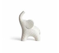 Gralara Statue Éléphant Abstraite Élégant Figurine Éléphant Vintage Texture Détaillée Objet de Déco pour Entrée, Bibliothèque, Blanc, Éléphant Blanc Rétro À Oreilles Rondes Et Motif Pointillé