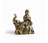 Gralara Statuette Bouddha Assis Éléphant Sculpté Figurine Bouddha Éléphant Petit Format Objet Décoratif, Doré