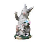 Gralara Statuette de Lapin Décorative, Figurine, Ornement Mignon, Sculpture de Lapin, Lampe Solaire pour Intérieur et Extérieur, Gris