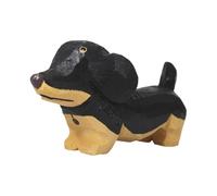 Gralara Statuette de Teckel Noir En Bois Sculpté, Représentant Un Petit Chien.