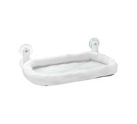 Gralara Support de Fenêtre pour Chat Pliable, Lit pour Animaux, Cadre Métallique avec Ventouses, Blanc 30x60cm