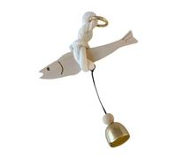 Gralara Suspension en Bois pour Porte, Motif de Poisson, en Corde de Coton, pour la Maison et Le Bureau, S with Bell