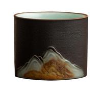 Gralara Tasse En Céramique Classique de Mode En Porcelaine, Motif Abstrait, Tasse à Saké Kung Fu, Tasse à Thé, Tasse à Café pour Le Lait, L'eau, Le Saké, Noir