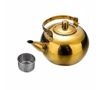 Gralara Théière Inox Théière Bouilloire Verseuse Service Filtre Réutilisable Bec Antigoutte Corps Poli Compatibilité Plaques Électriques Plaques Céramiques, Array, Doré, 16 Cm