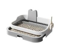 Gralara Toilette pour Chien Plateau de Propreté Bac Hygiénique avec Tiroir Extractible Antiglisse Maintien Sec Réutilisable Adaptée pour Chiots Maison, Gris Blanc