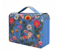 Gralara Trousse à Crayons Grande Capacité 200 Fentes Portable Étui à Crayons 4 Couches à Fermeture Éclair Étui de Rangement Multi-Fentes pour Artistes, Blue
