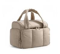 Gralara Trousse Cosmétique Matelassée Poignées Doubles Sac Cosmétique Rembourré Structuré Accessoire Personnel, Beige, Beige